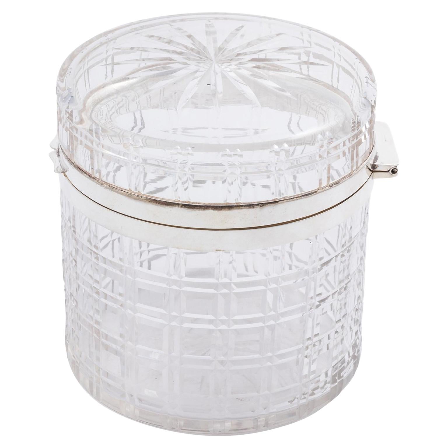 English Silver Plate Biscuit Jar, circa 1930s For Sale