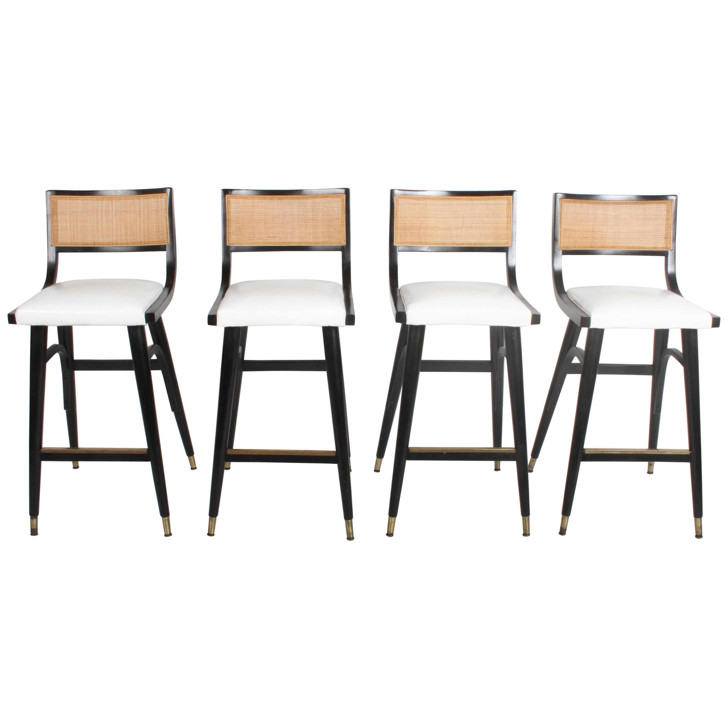  Set of Four Mid-Century Modern Bar Stools