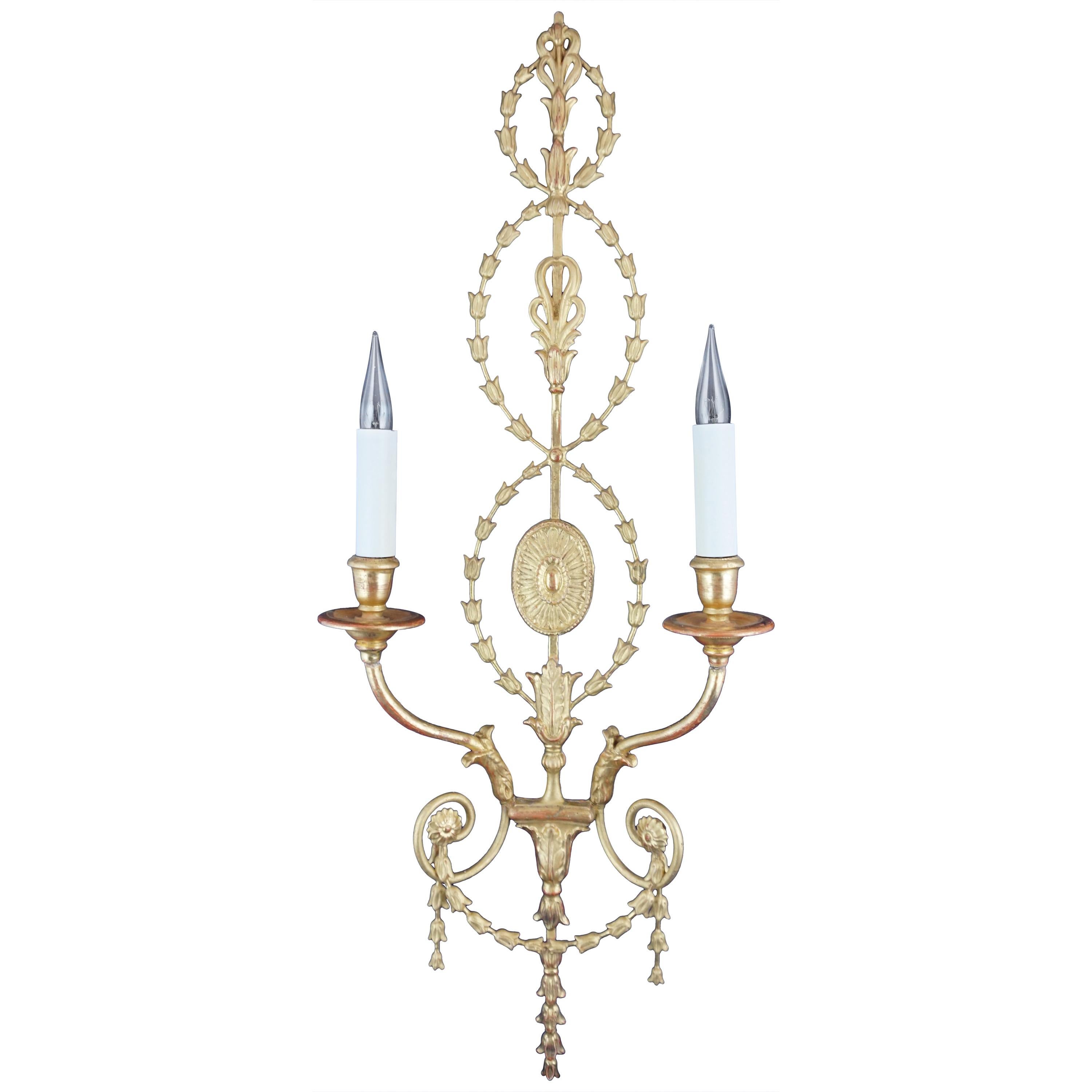 Leone Cei CM. 1 Adam-Style Wall Light, Hand Carved and Gilded in Italy For Sale