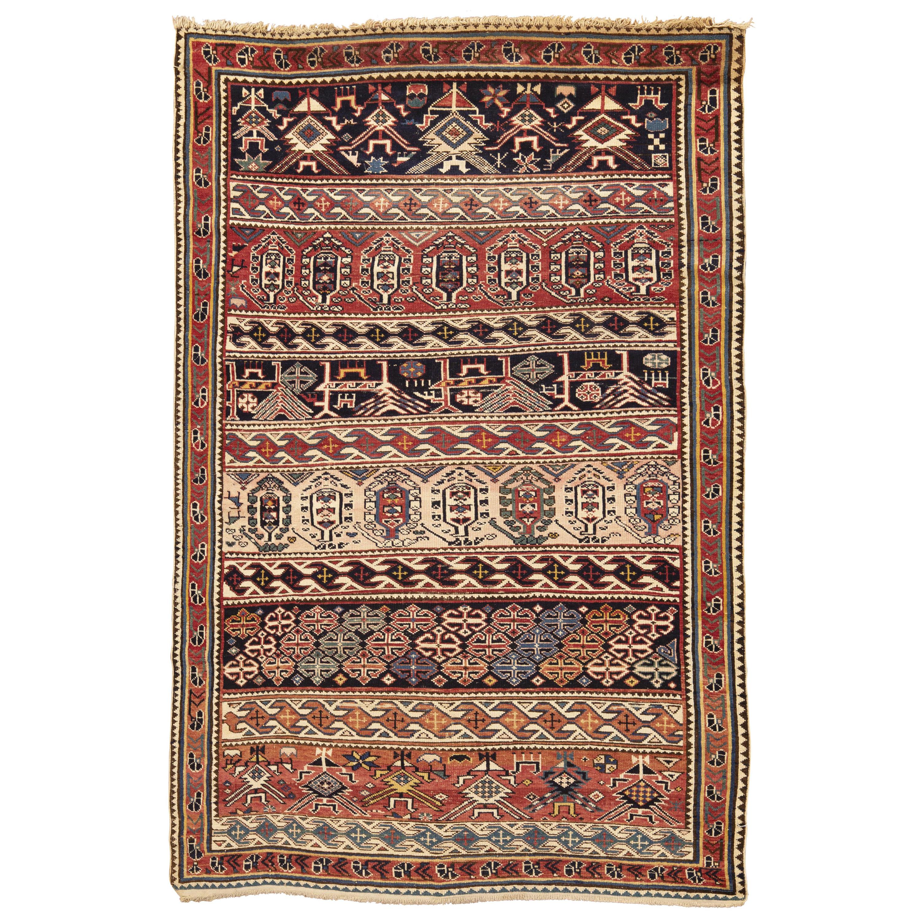 Antiker kaukasischer Schirwan-Teppich, um 1880  3'6 x 5'5 im Angebot