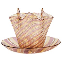 Venetian Glass Linea Valentina Handkerchief Bowl and Stand