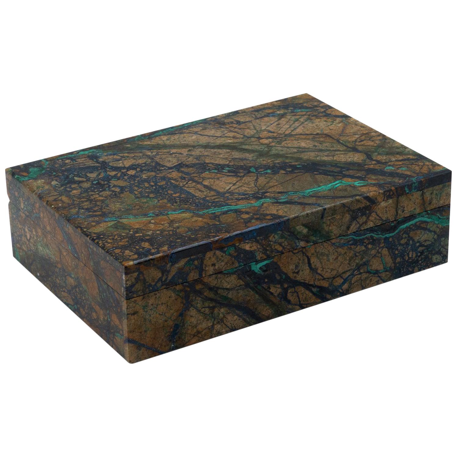 Azurite Box with Hinged Lid