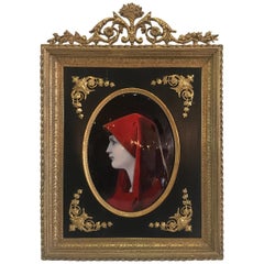 Antique 19th Century Limoges Enamel on Copper with Gilt Bronze Frame