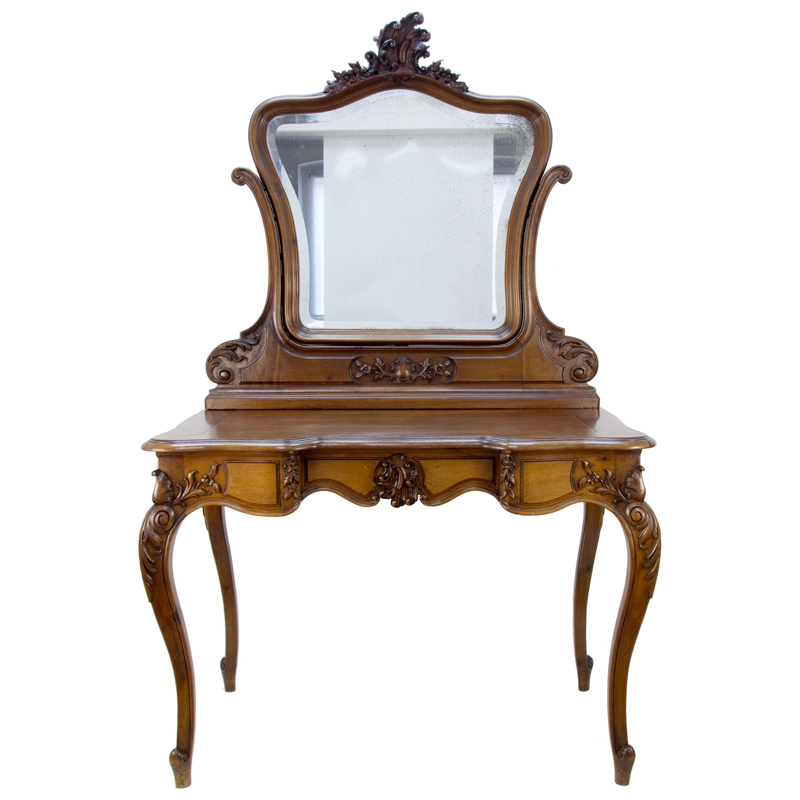 Louis XV Style French Walnut Dressing Table