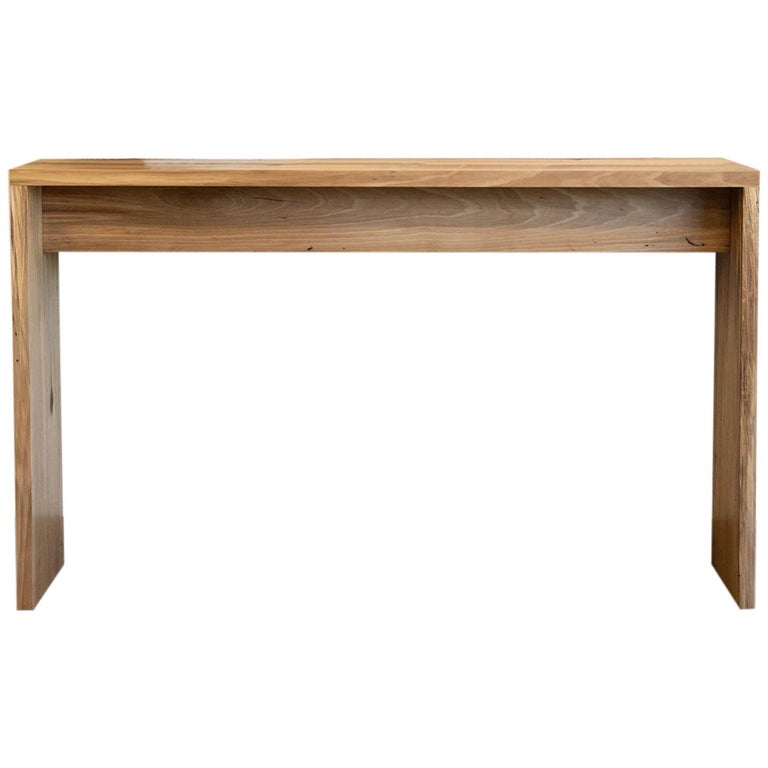 Narrow Console Table in "Satin Walnut" Wood with Box Joints by Alabama Sawyer For Sale at 1stDibs