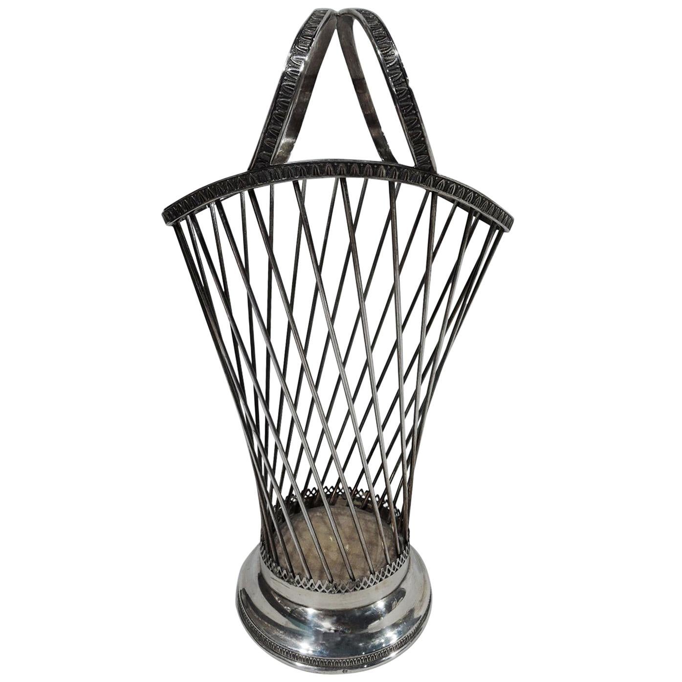 Italian MidCentury Modern Classical Silver Basket For Sale at 1stDibs