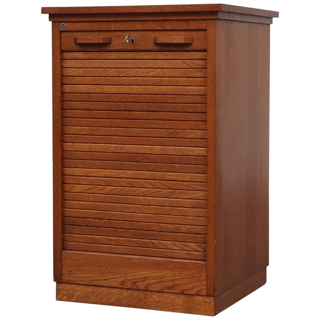 Short Oak File Cabinet by Eeka with Tambourd Door