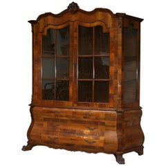 Display Cabinet in Walnut Veneer, Dutch Baroque Style, 20th Century