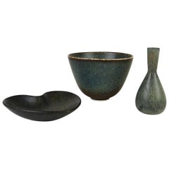 Set of 3 Ceramic Pieces Rörstrand Gunnar Nylund, Sweden, 1950s
