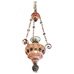 Antique Venetian Pendant Chandelier Ceiling Hanging Glass Lantern Light 18th C