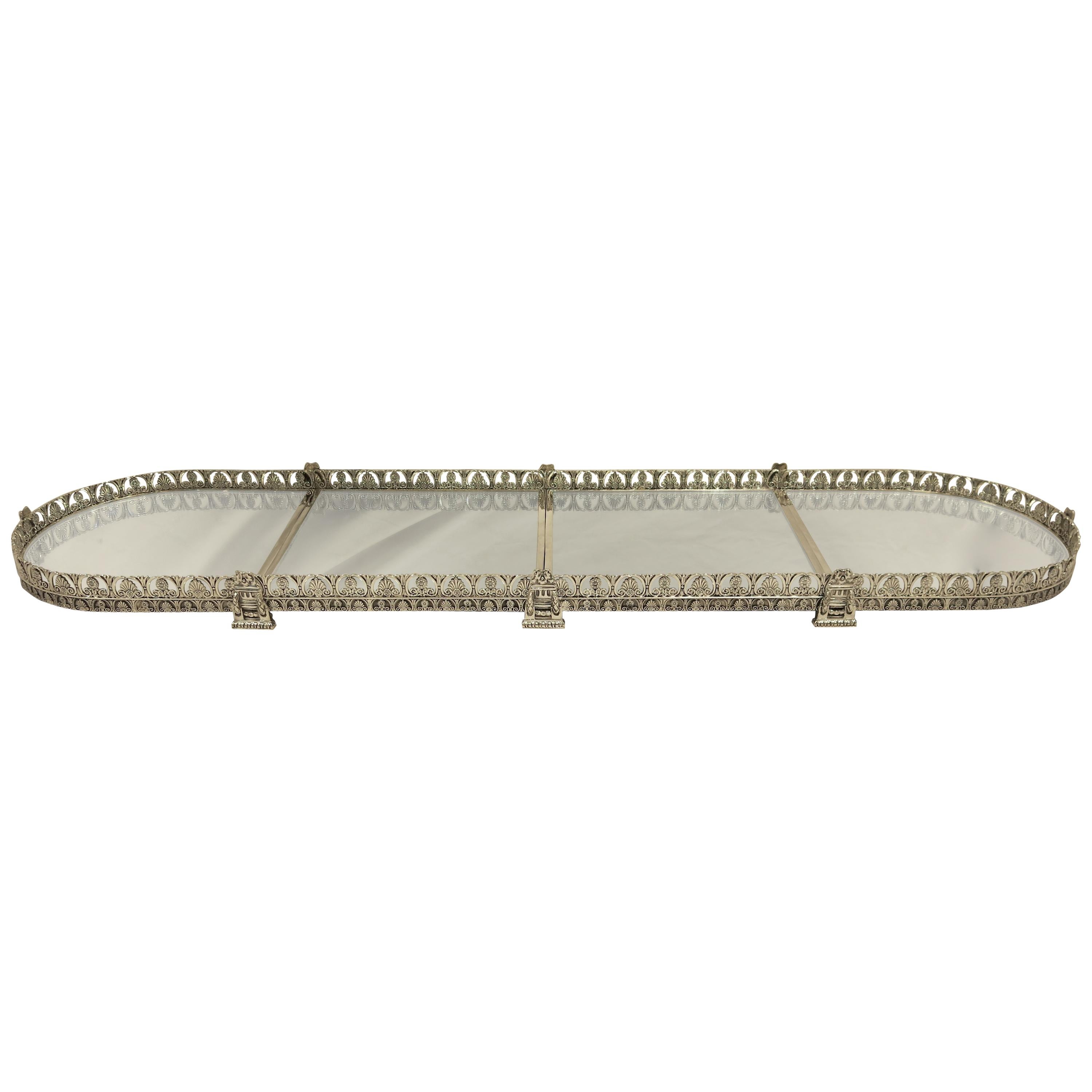 Four-Section Mirrored Top Table Plateau or Surtout De Table For Sale