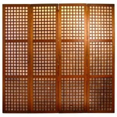 Set of Vintage Philippines Hardwood and Capiz Shell Window and Door Panels