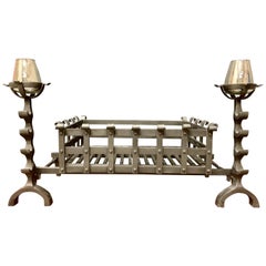19th Century Victorian Style Wrought Iron Fireplace Grate