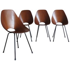 Vittorio Nobili Italian Wood Dining Chairs Model Medea for Tagliabue, 1950s
