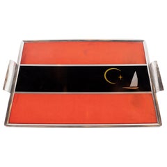 Art Deco Machine Age Aluminum and Inlaid Micarta Bar Tray by George Switzer