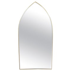 Italian Gothic Arch Brass Wall Mirror Hollywood Regency