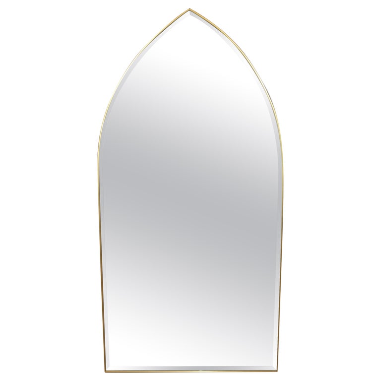 Italian Gothic Arch Brass Wall Mirror Hollywood Regency For Sale at 1stDibs