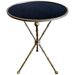 Midcentury Maison Baguès Tripod Table with Original Opaline Glass