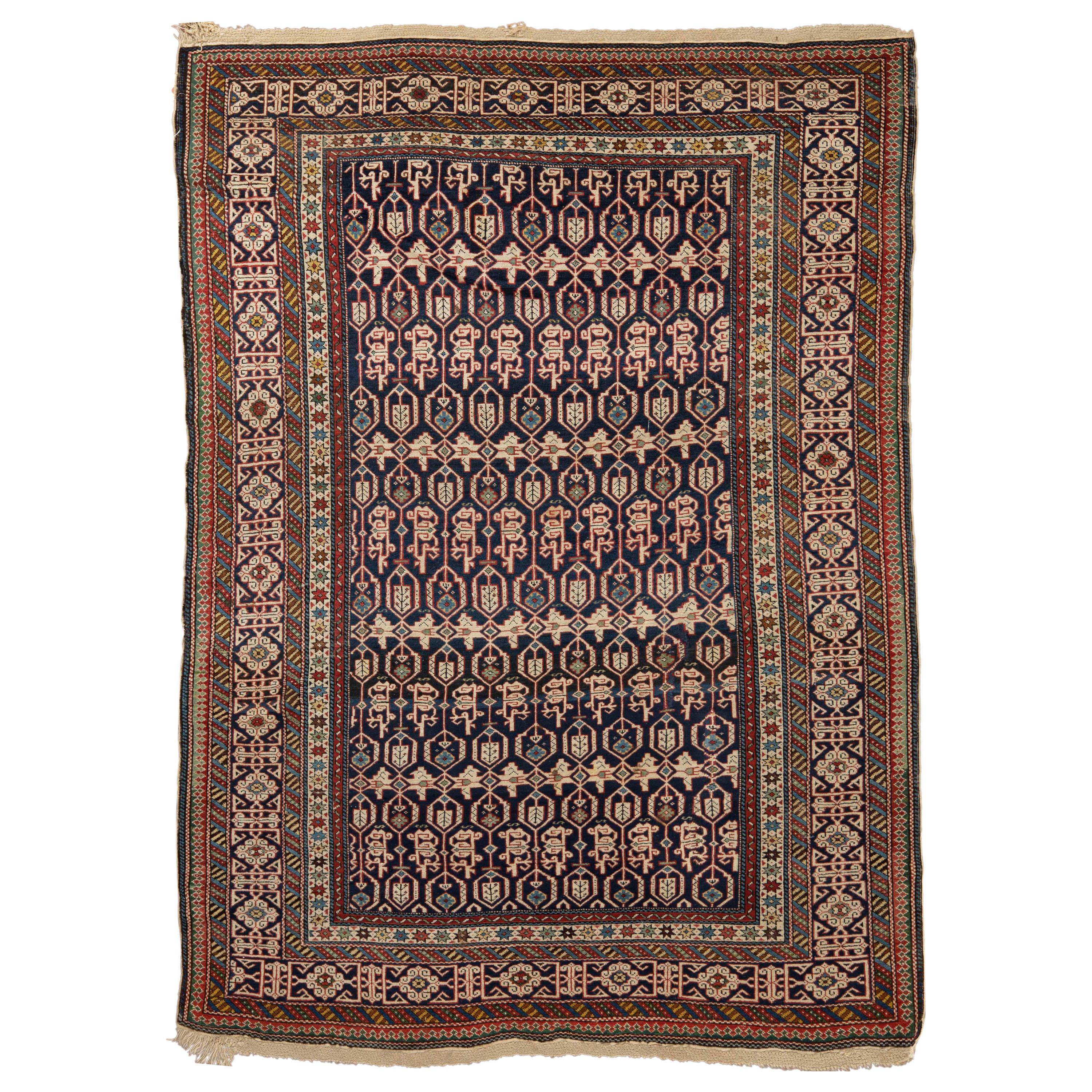 Ancien tapis caucasien Konagkend Kuba, vers 1890 4'2 x 5'10