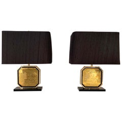 Pair of Table Lamps in 24-Karat "Maho" by Georges Mathias, 1970s