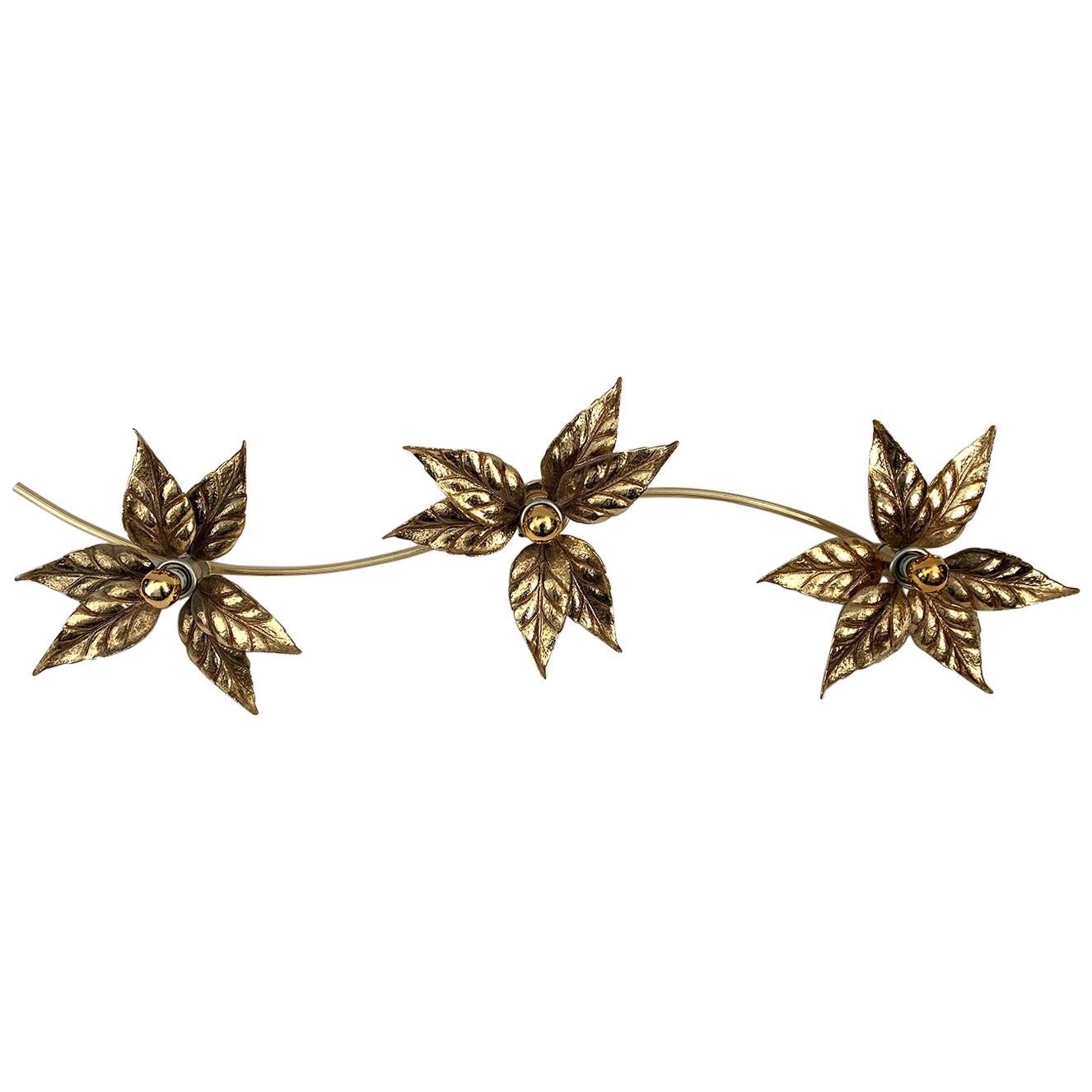 3 Flowers Wall Sconce by Willy Daro, 1970s For Sale