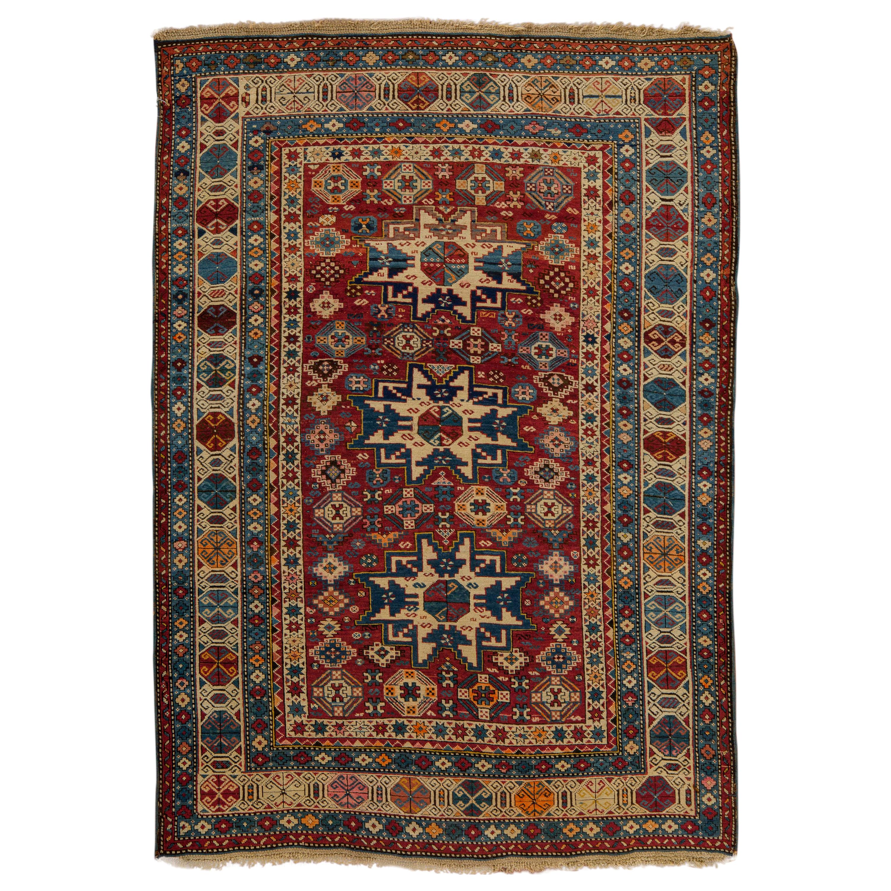 Antique Caucasian Lesghi Star Rug, circa 1880   3'10 x 5'6 For Sale