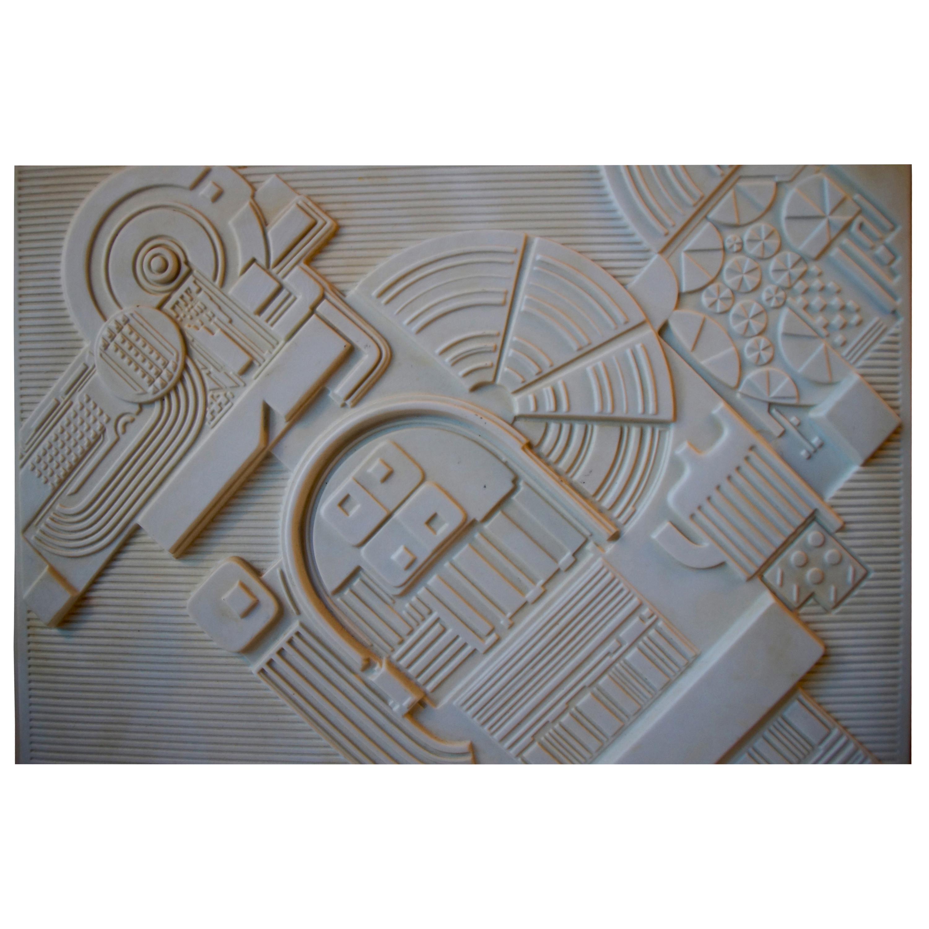 Abstract Architectural Limited Bisque Wall Plaque by Eduardo Paolozzi, 1978