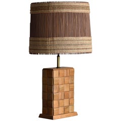 Paul Laszlo & Maria Kipp, Modernist Table Lamp, Oak, Brass, Reed, 1950s