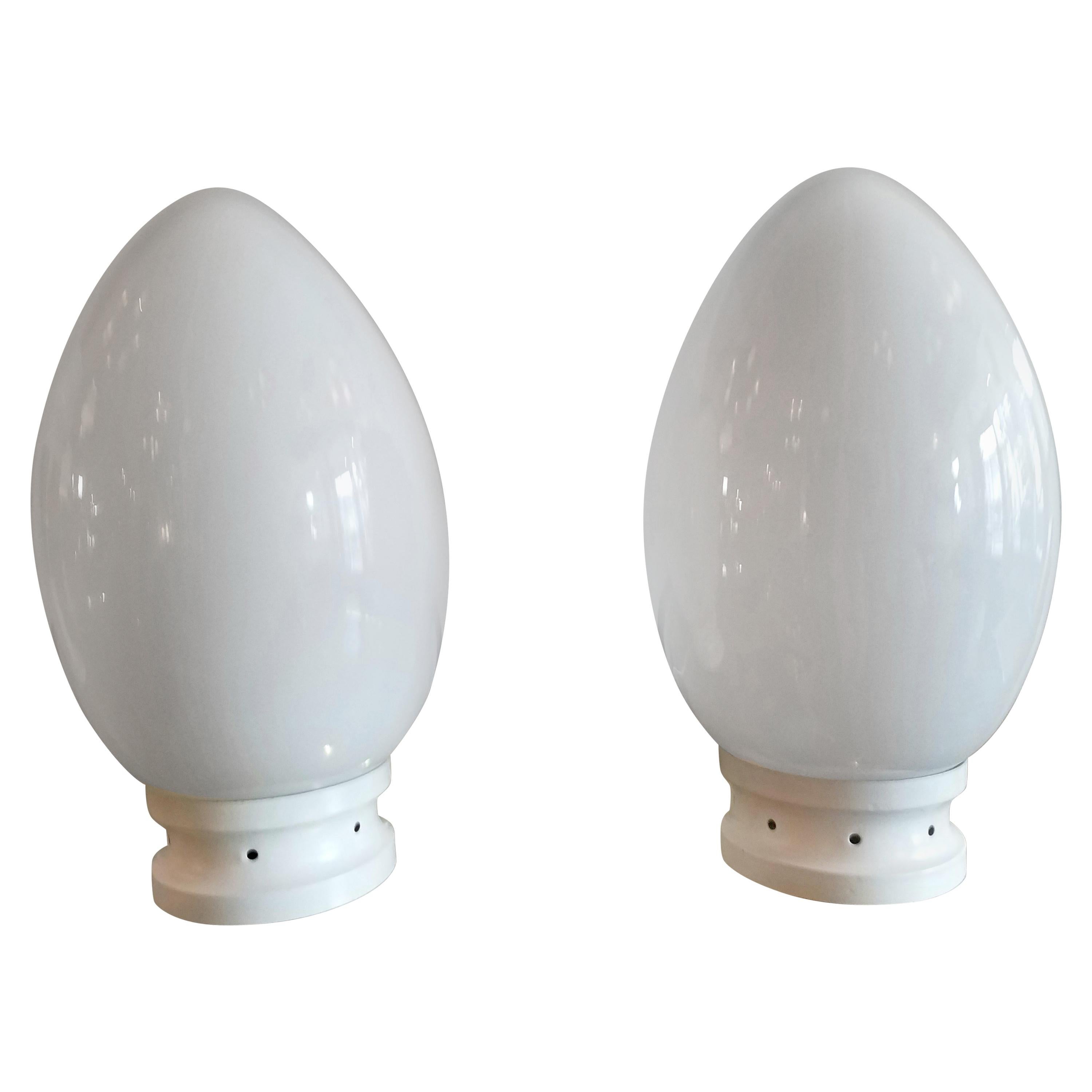 Pair of Egg Table Lamps by Fontana Arte