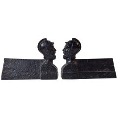 Antique French Chenets o Andirons de Hierro Fundido, Napoleón III