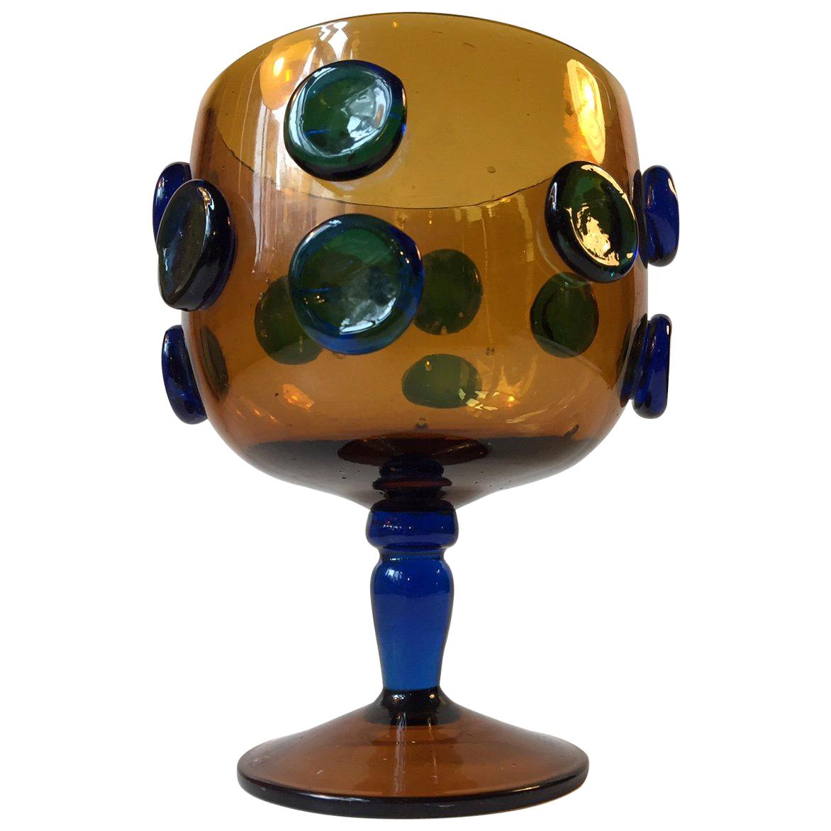 Murano Pedestal 'Button' Dish by Enrico Camozzo, Italy, 1980s For Sale