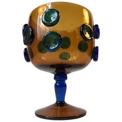 Plat « Button » sur piédestal de Murano par Enrico Camozzo, Italie, années 1980