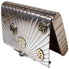 'Gamblers' Art Deco Jeweled Silver & Gold Snuff Box by Jens Sigsgaard