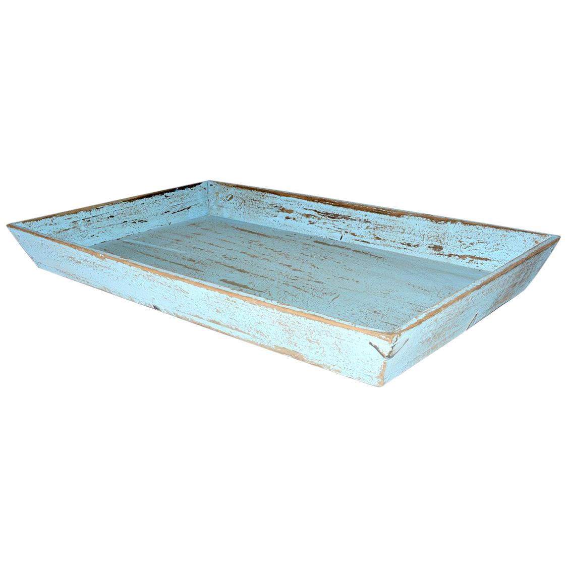 Rustic Turquoise Painted Provincial Style Chinese Tea Tray