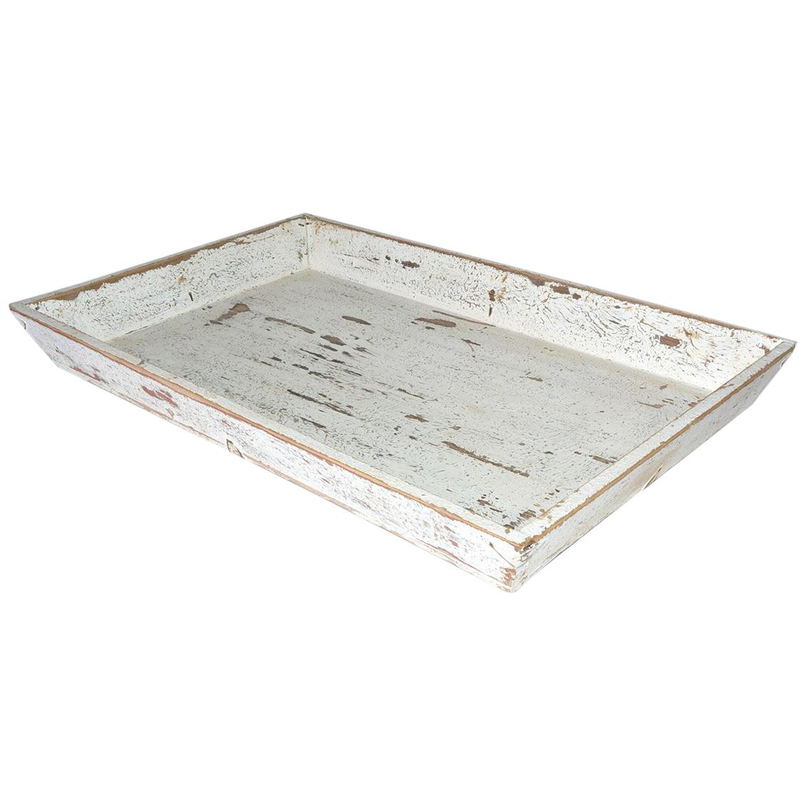 Rustic White Painted Provincial Style Chinese Tea Tray