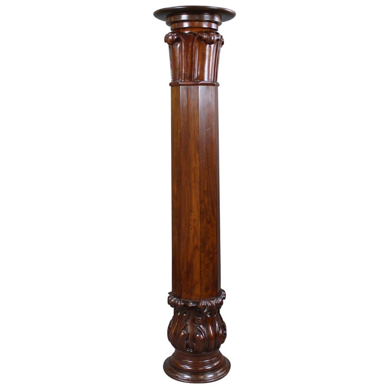 Heavy Victorian Carved Mahogany Pedestal at 1stDibs