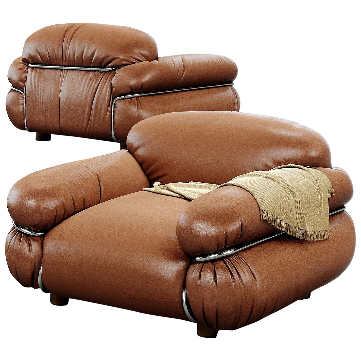Outstanding Nicoletti Leather Armchair Made in Italy at 1stdibs