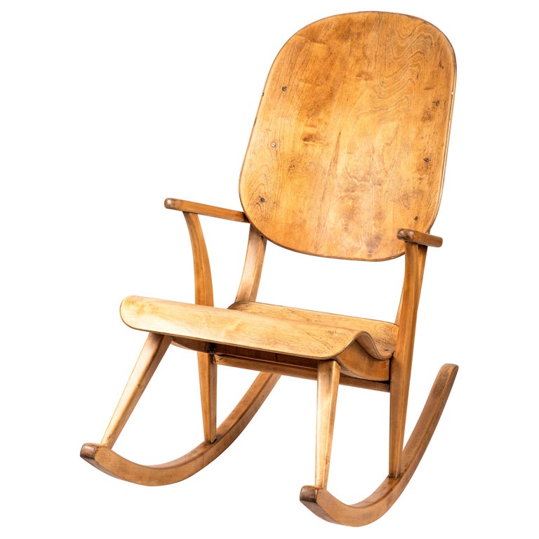 Rare 1940s Rocking Chair by Ilmari Tapiovaara For Sale