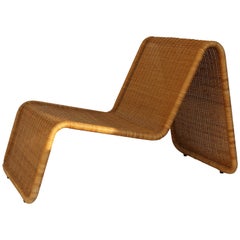 Italian Mid-Century P3 Wicker Lounge Chair by Tito Agnoli for Bonacina, 1960s