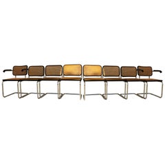 Ensemble original GAVINA de six chaises "Cesca" et deux fauteuils par M. Breuer :: 1970