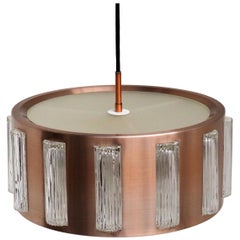Copper and Glass Cylinder Light by Erik Wärnå for Danish Kemp & Lauritzen, 1960s