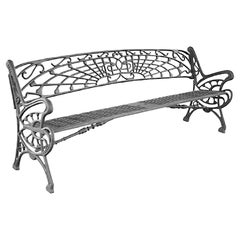 Grand banc de jardin ou de parc en aluminium moulé noir, Neuf