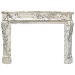 Antique Louis XVI Style Arabescato Marble Fireplace Mantel