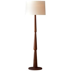 American Craft, Organic Floor Lamp, carved walnut, linen shade, America 1960s