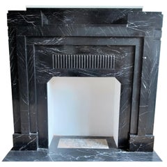 Vintage ART DECO Fireplace Nero Marquina Marble 1932