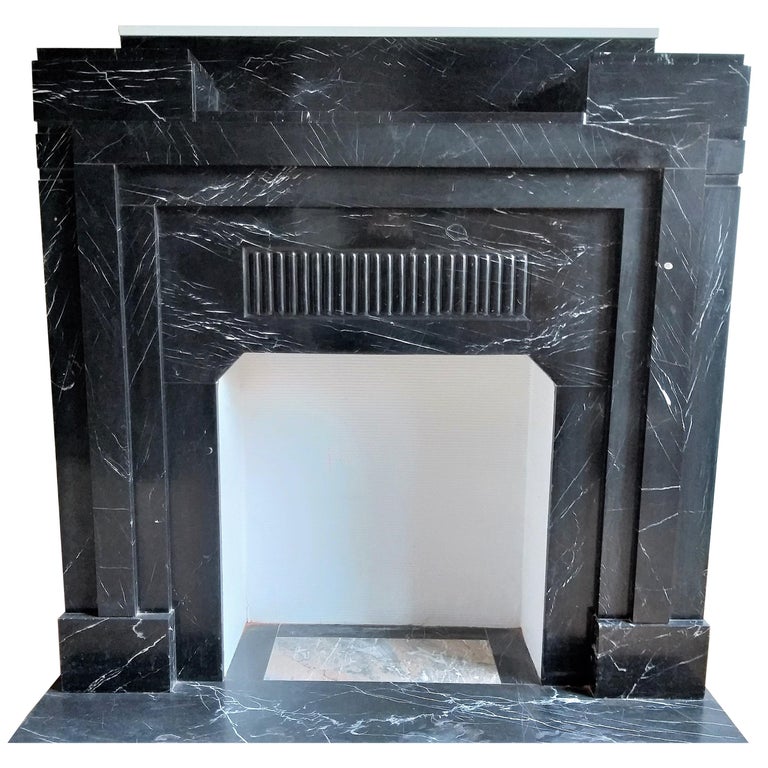 Art Deco Fireplace Nero Marquina Marble 1932 For Sale At 1stdibs