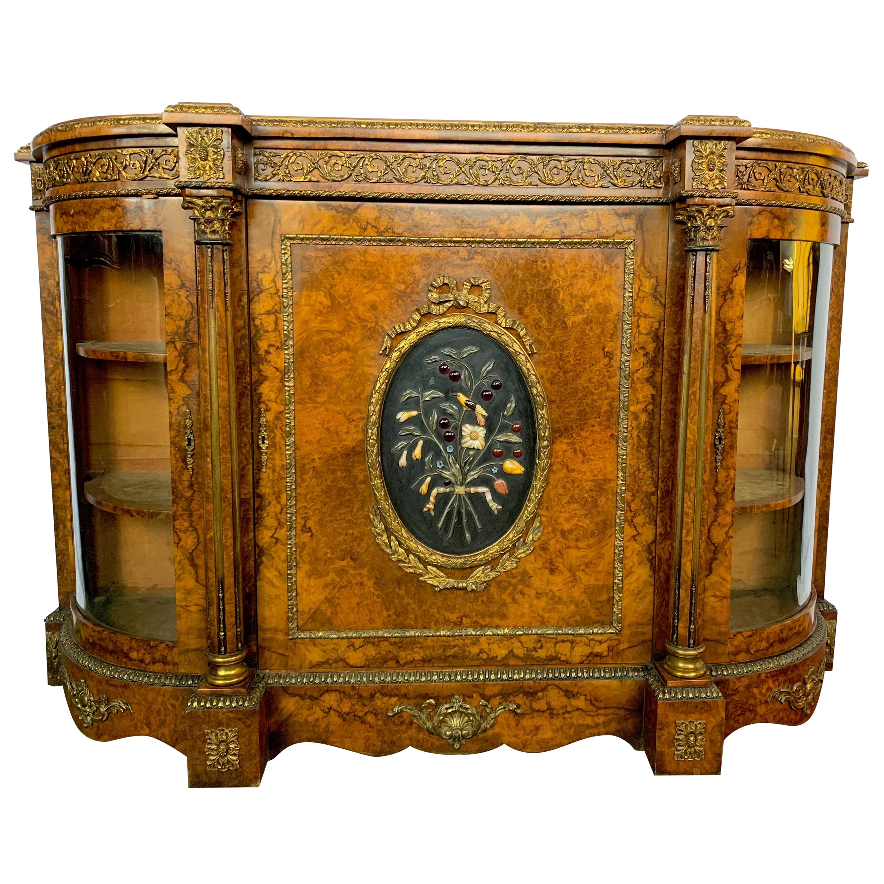 19th Century French Figured Walnut Credenza For Sale