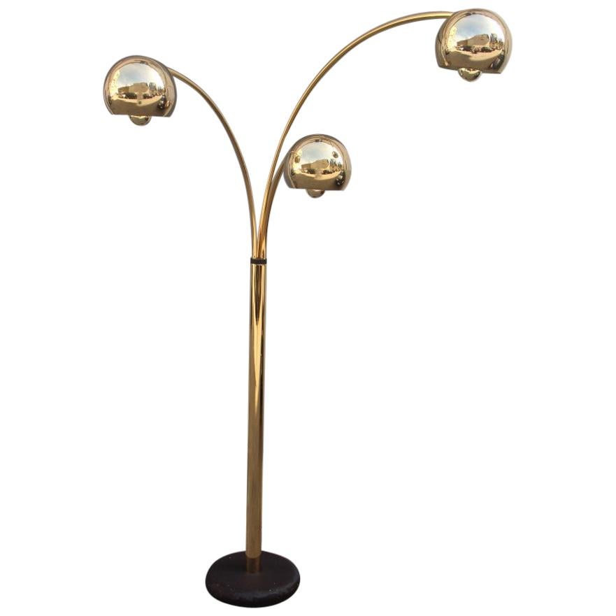 Gold Balls Goffredo Reggiani Directional Floor Lamp Brass Italian Design, 1970s