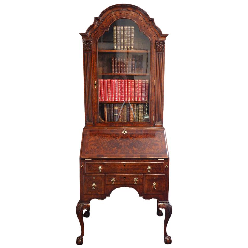 George I Style Walnut Bureau Bookcase