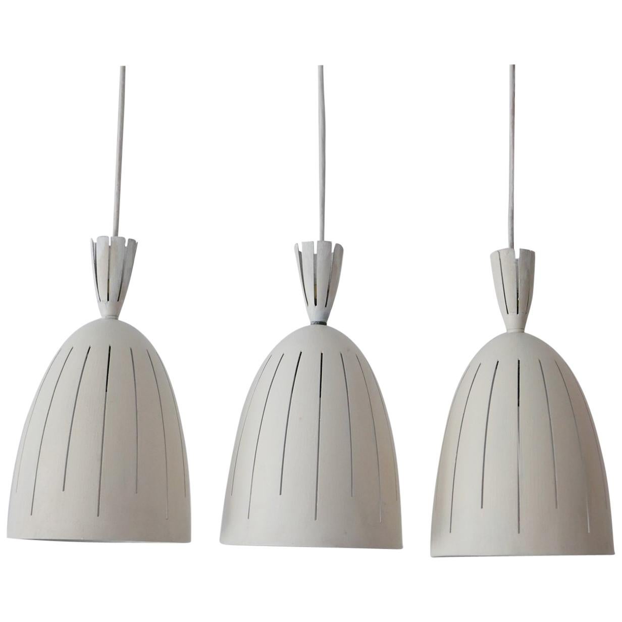 Set of Three Lovely Mid-Century Modern Diabolo Pendant Lamps, 1950s, Germany For Sale